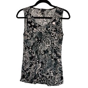 Carole Little Womens Sleeveless Top. Gathered Waist. Multicolor. Sz S